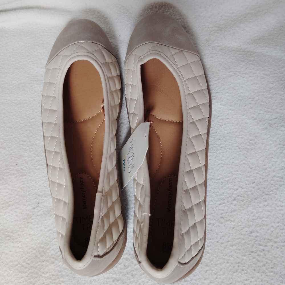 Time Tru Womens Cap Toe Quilted Ballet Flags (Shoes)